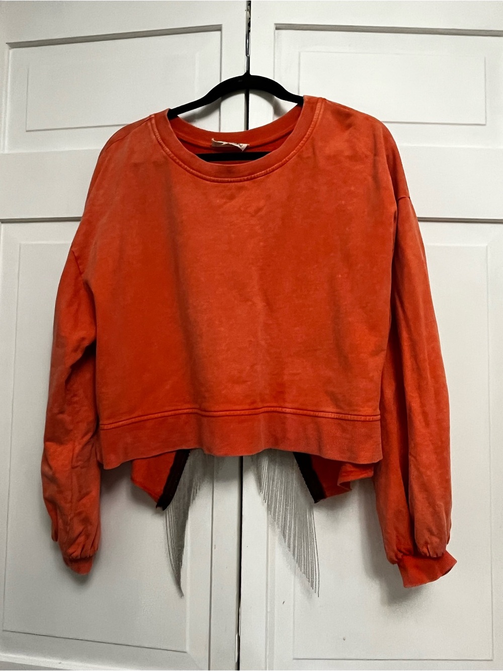 Peach Love California Bright Orange Crewneck Sweatshirt with small chain fringe - Picture 2 of 6